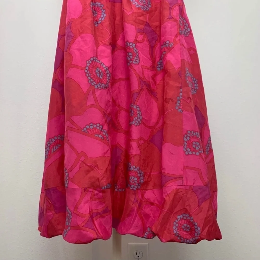 Marc Jacobs Women’s Sz 10 Tulip Bubble Dress Tie Straps Pink Y2K Vtg 100% Silk - Picture 4 of 9